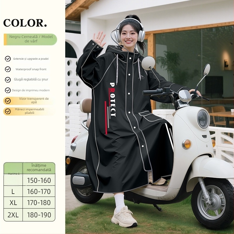 Poncho de ploaie pentru bicicletă, adulți, material PVC cu strat impermeabil PU, pentru o singură persoană