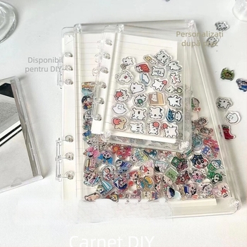 Carte acrilică cu foi detașabile, pagini centrale detașabile, 45 de foi, pagini interioare din hârtie de cupru, carte shaker transparent decorativă