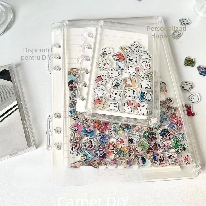 Carte acrilică cu foi detașabile, pagini centrale detașabile, 45 de foi, pagini interioare din hârtie de cupru, carte shaker transparent decorativă