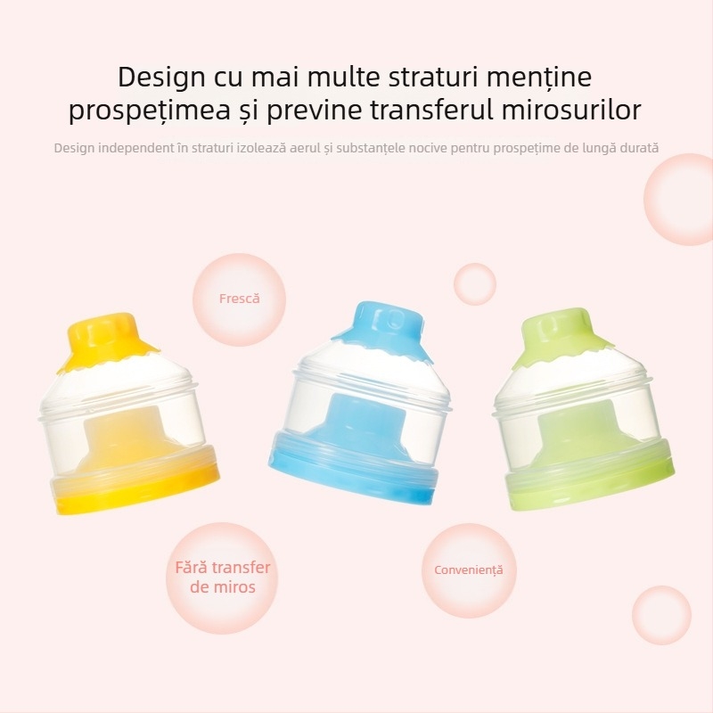 Smoked Cutie pentru lapte praf cu trei straturi – portabilă, material sigur, rezistentă la temperaturi înalte, pentru nou-născuți până la 3 ani (Cod de bare 6971109130162)