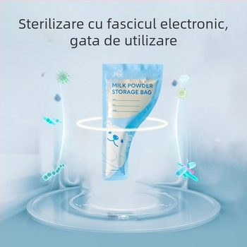 Sac de depozitare lapte praf cu pungă de porționare – de unică folosință, portabil, antibacterian, pentru 0–1 ani