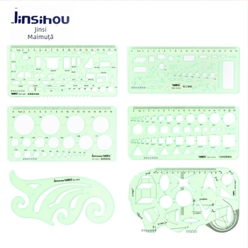 Șablon de desen Golden Monkey cu 26 modele diferite, forme rotunde, ovale și pătrate, din plastic, riglă multifuncțională