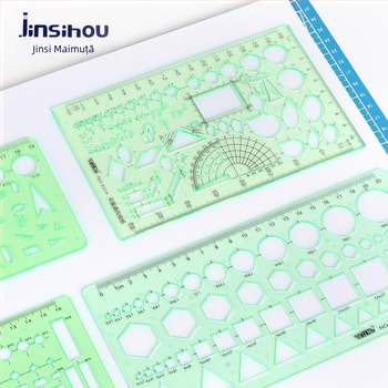 Șablon de desen Golden Monkey cu 26 modele diferite, forme rotunde, ovale și pătrate, din plastic, riglă multifuncțională