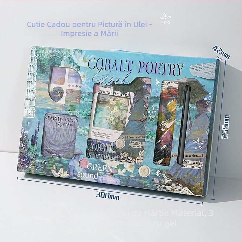 Set jurnal pictură în ulei retro – Model ZN728 • 6 găuri • 80 pagini • Pagini interioare • Personalizare disponibilă