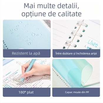 Caiet Deli cu foi detașabile, format A5, 40 coli, 3 găuri