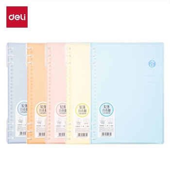 Caiet Deli cu foi detașabile, format A5, 40 coli, 3 găuri