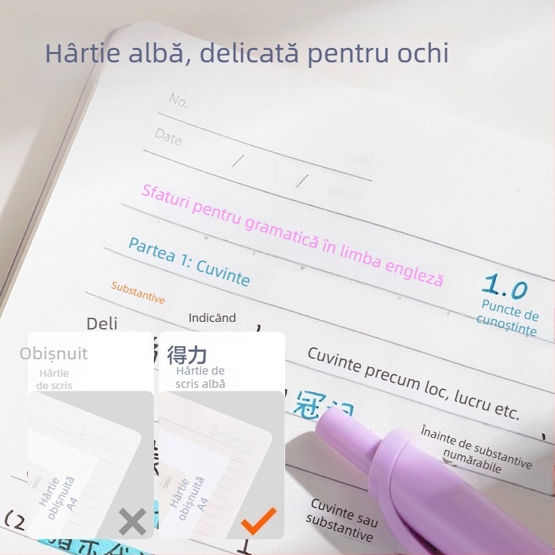 Caiet Deli cu foi detașabile, format A5, 40 coli, 3 găuri