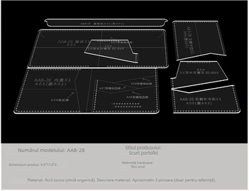 Șablon din acril pentru portofel – portofel scurt cu mai multe carduri, șablon DIY pentru design din piele