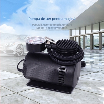 Pompa de aer auto 12V, compactă — pompă portabilă electrică, furtun 60 cm, 120W, 70 L/min, 500 g