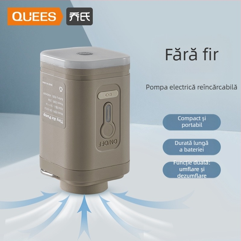 Pompa de aer electrică montată pe vehicul, pentru camping în aer liber și uz casnic, pompă de umflat/vid pentru saltele, USB, 70 L/min, afișaj digital