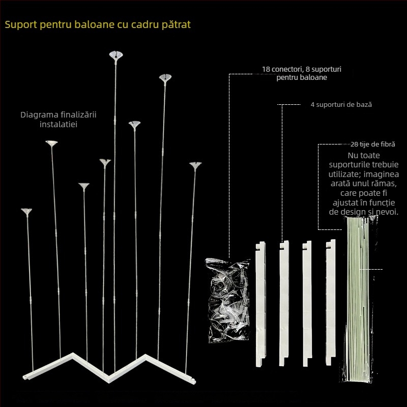 Milai suport din plastic pentru baloane, interior, cu braț pliabil, coloană din tijă de fibră, pentru evenimente sportive