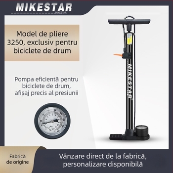 Pompa manuală de înaltă presiune, pliabilă, pentru biciclete și baschet – XZ-3250, corp din fier, 140 PSI, include ac pentru mingi multifuncțional