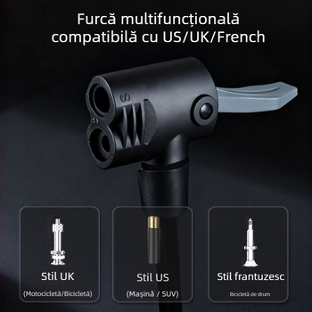 Pompa de aer Jingding BC002, rezistentă la explozie, pentru vehicule electrice, biciclete și mașini — material: fier, presiune maximă 160 psi.