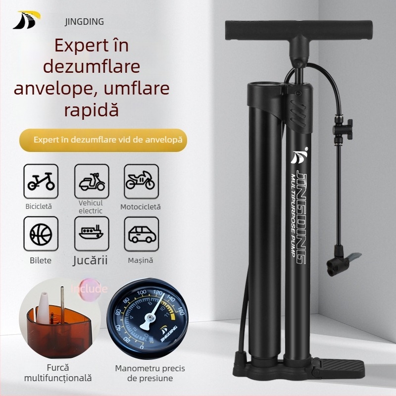 Pompa de aer Jingding BC002, rezistentă la explozie, pentru vehicule electrice, biciclete și mașini — material: fier, presiune maximă 160 psi.