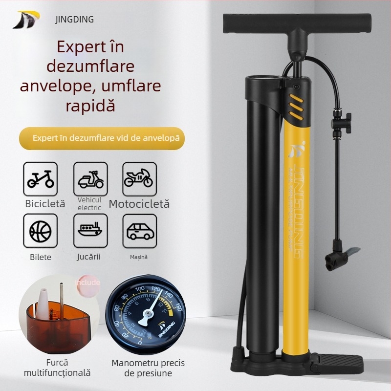 Pompa de aer Jingding BC002, rezistentă la explozie, pentru vehicule electrice, biciclete și mașini — material: fier, presiune maximă 160 psi.