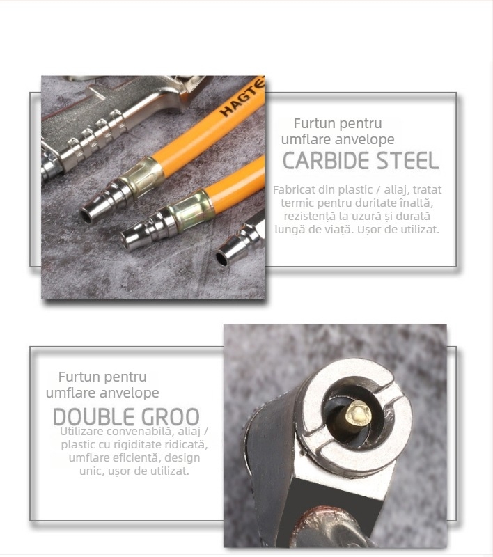 Pompa manuală cu duză aer cotită — HANGTETE, din fier, model Elbow air nozzle, presiune aer 1,6 MPa, pentru bicicletă