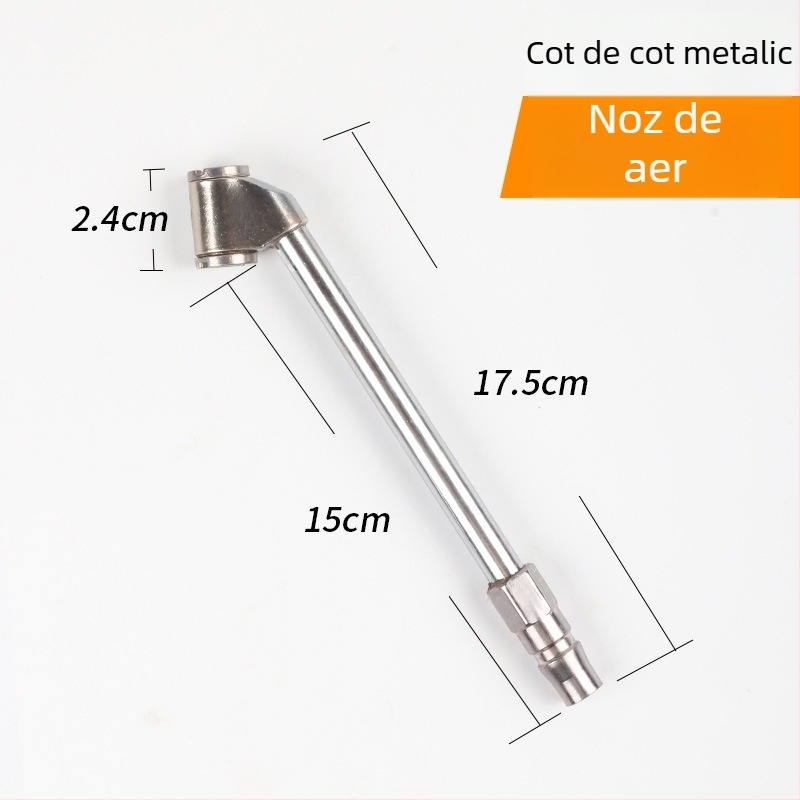 Pompa manuală cu duză aer cotită — HANGTETE, din fier, model Elbow air nozzle, presiune aer 1,6 MPa, pentru bicicletă