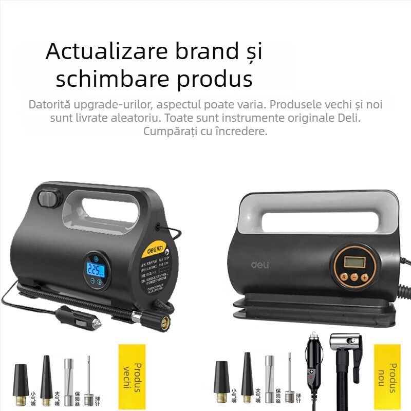 Umflător auto portabil, pompă cu presiune înaltă, presetare a presiunii pneurilor, 120W, încărcare USB, cilindru unic, afișaj cu indicator