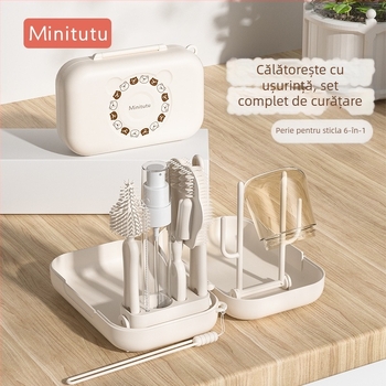 Set Minitutu pentru curățarea biberonelor din silicon, cu cutie de depozitare, pentru călătorii
