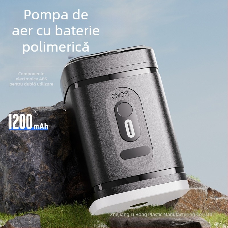 Pompa electrică de aer pentru obiecte gonflabile, cu 5 duze, baterie de 1200mAh și lanternă de camping