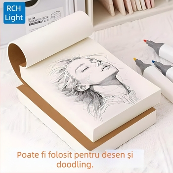 5 caiete groase de schițe, elegante, destinate examenelor, cu pagini albe, copertă din piele neagră