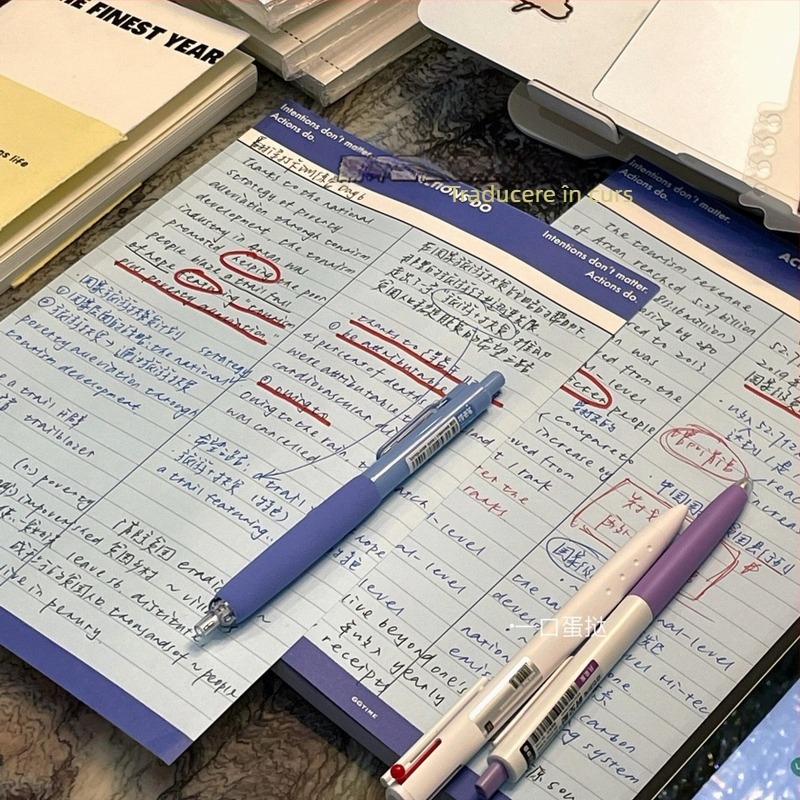 Caiet în stil coreean cu desene animate – hârtie groasă pentru notițe, linii orizontale, vocabular pentru studiu