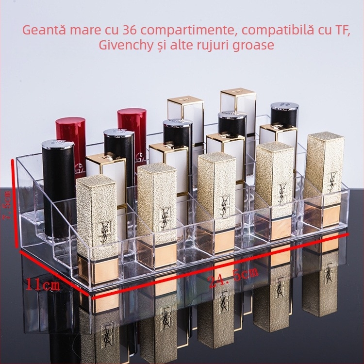 Organizator acrilic pentru rujuri cu grilă transparentă 8/9/24/36, pentru birou, stil japonez, capacitate 1