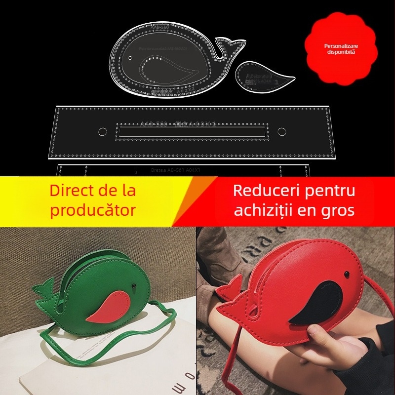 DIY Șablon din piele pentru geantă de copii pe umăr – balenă desenată, model acrilic (Marcă: DIY; Material: acrilic; Import: Nu; Etichetă privată: Nu)