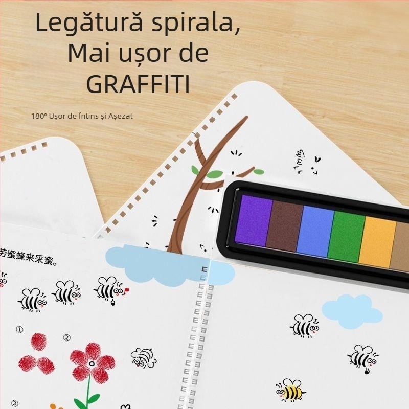 Chengyu Kit portabil de pictură cu degetele, cu instrumente de ștampilare, vopsea pe bază de apă, capacitate 100, pachet pentru pictură cu degetele, destinat picturii cu acuarelă