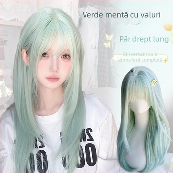 Perucă pentru femei, păr lung drept, stil natural, model 0012, fibre rezistente la căldură, procesare mecanică