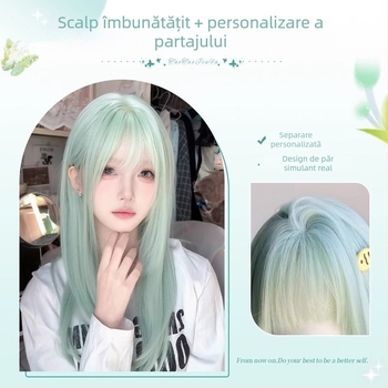 Perucă pentru femei, păr lung drept, stil natural, model 0012, fibre rezistente la căldură, procesare mecanică