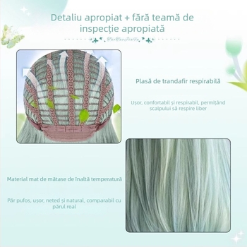 Perucă pentru femei, păr lung drept, stil natural, model 0012, fibre rezistente la căldură, procesare mecanică