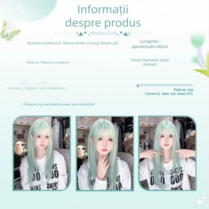 Perucă pentru femei, păr lung drept, stil natural, model 0012, fibre rezistente la căldură, procesare mecanică