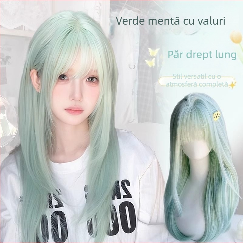 Perucă pentru femei, păr lung drept, stil natural, model 0012, fibre rezistente la căldură, procesare mecanică