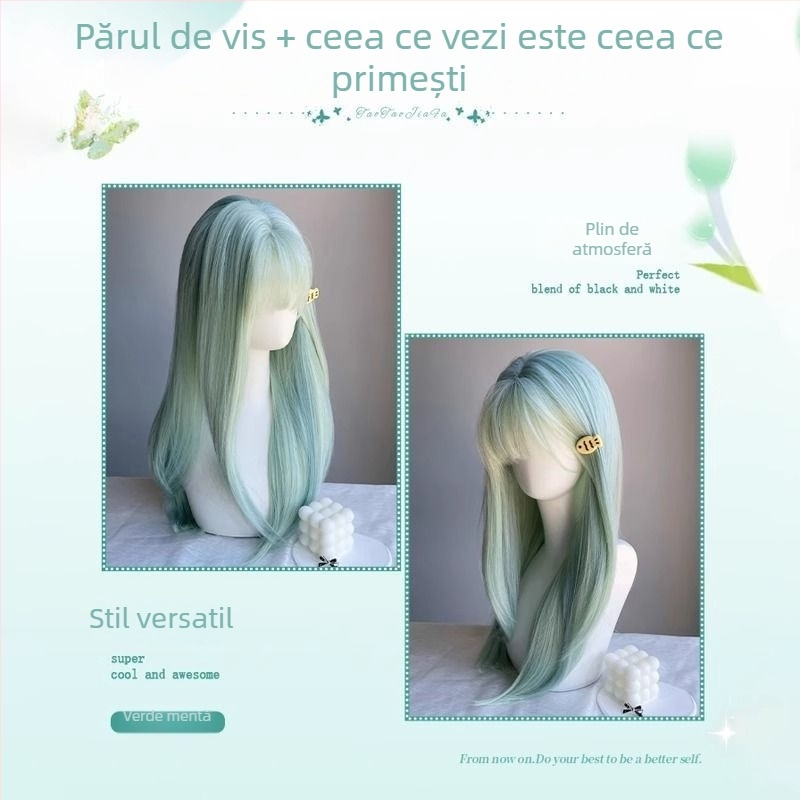 Perucă pentru femei, păr lung drept, stil natural, model 0012, fibre rezistente la căldură, procesare mecanică