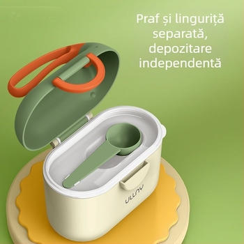 Cutie pentru lapte praf cu dublu compartiment, design portabil, sigilată și rezistentă la umezeală, potrivită pentru copii 0–1 ani