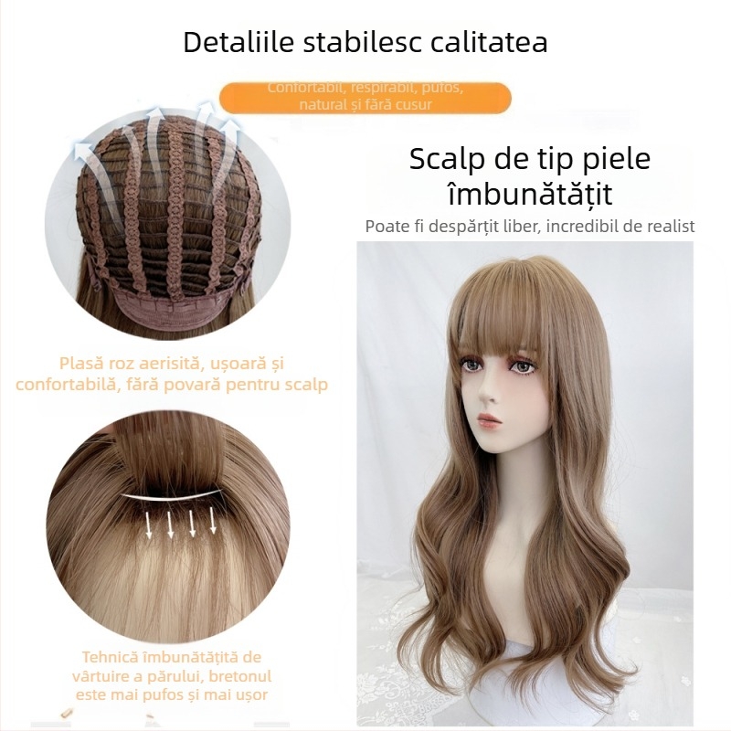 Perucă Princess Lee UW08, păr lung drept cu breton, fibră rezistentă la căldură, stil Star Fashion