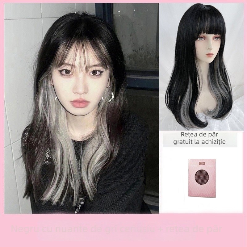 Perucă Princess Lee UW08, păr lung drept cu breton, fibră rezistentă la căldură, stil Star Fashion