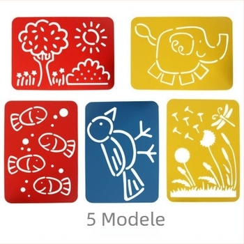 Set șabloane de pictură A4 cu litere de scenă și decupaje goale, riglă cu model de dantelă (Material: PP; Import: Nu; Autorizare IP: Nu)