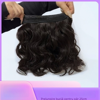 Accesoriu pentru perucă compatibil cu pălărie, segment de volum pentru perucă, fibră rezistentă la temperatură, pentru femei; model: perucă buclată; nu poate fi vopsită sau tratată permanent.