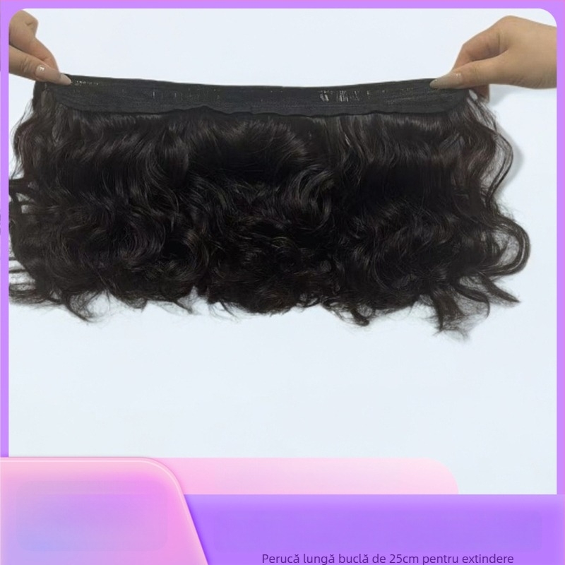 Accesoriu pentru perucă compatibil cu pălărie, segment de volum pentru perucă, fibră rezistentă la temperatură, pentru femei; model: perucă buclată; nu poate fi vopsită sau tratată permanent.