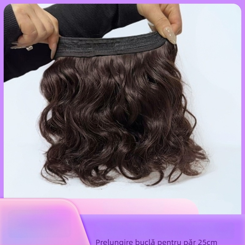 Accesoriu pentru perucă compatibil cu pălărie, segment de volum pentru perucă, fibră rezistentă la temperatură, pentru femei; model: perucă buclată; nu poate fi vopsită sau tratată permanent.