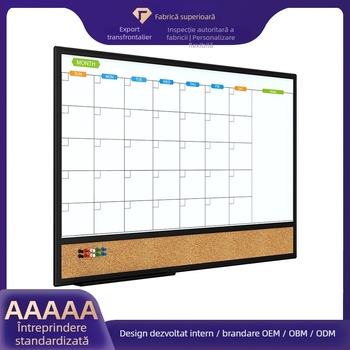 Tablă memo calendar săptămânal personalizabilă: tablă albă magnetică cu inserție de plută într-o ramă din aluminiu