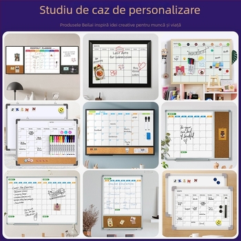 Tablă memo calendar săptămânal personalizabilă: tablă albă magnetică cu inserție de plută într-o ramă din aluminiu