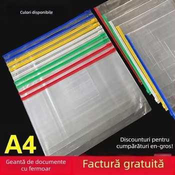 Set de 100 pungi transparente din PVC cu închidere etanșă pentru documente