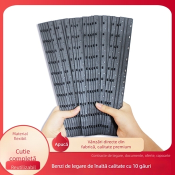 100 benzi de legare a documentelor, benzi de margine cu 10 găuri, plastic, grosime 5 mm