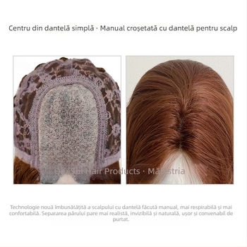 Perucă pentru femei, păr lung și buclat, cu despărțire la mijloc, fibre rezistente la temperatură, model G108