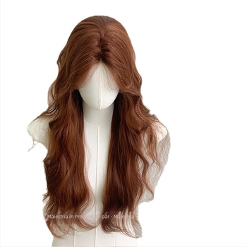 Perucă pentru femei, păr lung și buclat, cu despărțire la mijloc, fibre rezistente la temperatură, model G108
