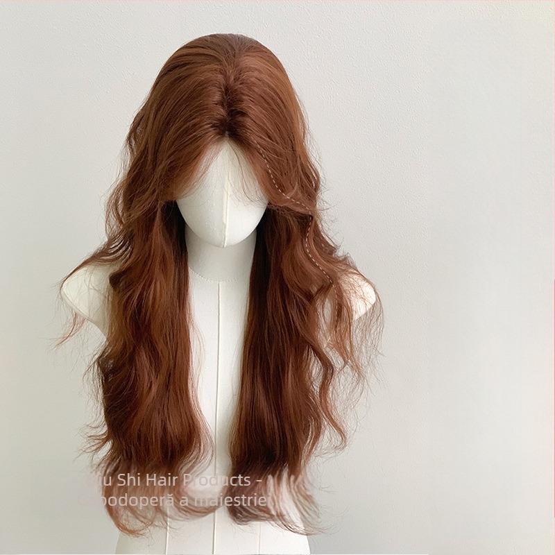 Perucă pentru femei, păr lung și buclat, cu despărțire la mijloc, fibre rezistente la temperatură, model G108