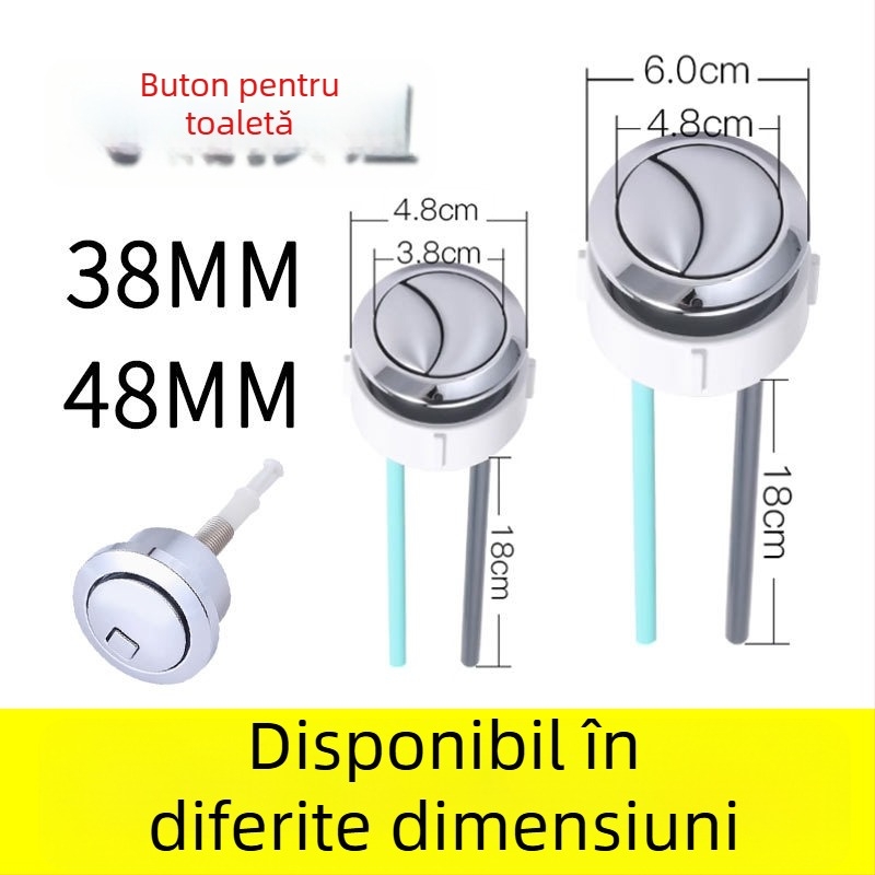 Buton de spălare pentru toaletă, universal pentru rezervor, ABS, Kunwu, compatibil cu American Standard, Geboli, Toto, Kohler, stil modern minimalist, apăsați pentru funcționare